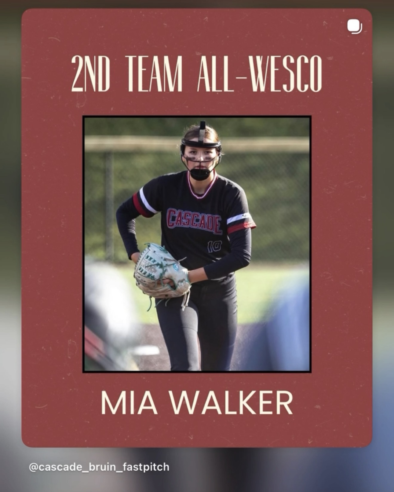 2nd Team All-Wesco — Mia Walker (Cascade Bruin Fastpitch)